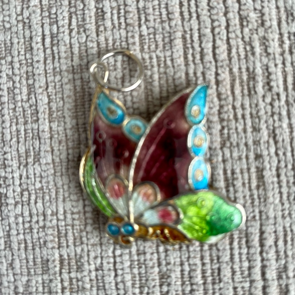 Vintage Enameled Butterfly Charm or Pendant